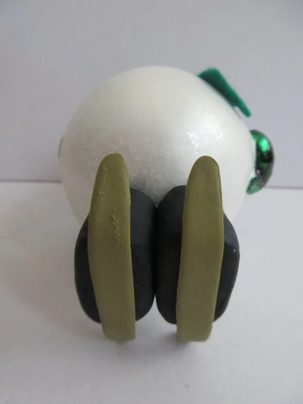 Snowman on Skis Glass Christmas Ornament Wearing Green Felt Scarf 5